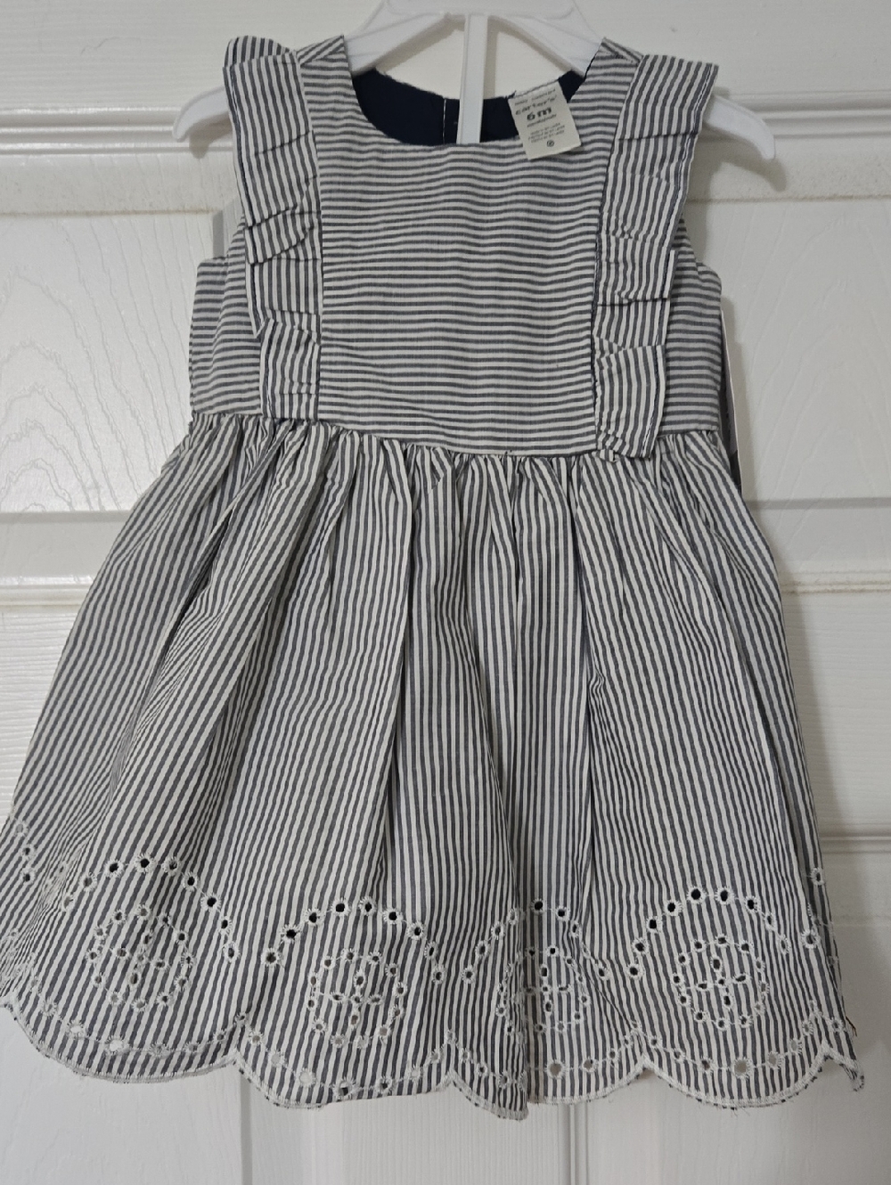 Carter's Navy & White Striped Eyelet Hem Dress